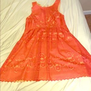 Pick with tan slip dress